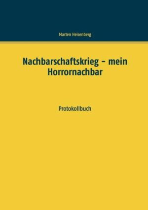 Haben Sie Stress mit dem Nachbarn ist es für Gerichte, Behörden und Vermieter einfacher anhand eines Protokolls verschiedene Aspekte nachzuvollziehen. In diesem Buch können Sie alles notieren und bewahren damit das Wesentliche im Auge!