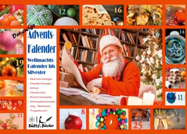 In diesem Tischkalender mit Spiralbindung finden Sie Informationen und Namenstage, sowie ausgewählte Ereignisse des jeweiligen Dezembertages. Ihre eigenen Notizen und Tagesereignisse lassen sich eintragen. Kochrezepte und eine Silvesterbowle gibt es zu den Feiertagen. Abgerundet wird der Tischkalender mit Gedichten. 96 Seiten für 31 Tage!