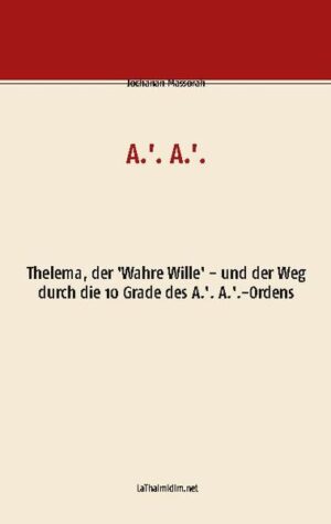 Thelema, der 'Wahre Wille'-damit ist gemeint jenes vor allem von Aleister Crowley geprägte Verständnis des 'Wortes für das Neue Äon' ... Hauptziel dieser Abhandlung sei, den erklärten Anspruch des A.'. A.'.-Ordens (der da ist das ursprüngliche 'Verkündigungsorgan' von 'Thelema') zu beleuchten. Namentlich den Anspruch, dass dieser 'Orden' der 'innerste Kern' eines jeden 'äußeren' Ordens und überhaupt jeder Mysterienschule (und damit mittelbar auch jeder existierenden 'Religion') sei. In wie weit A.'. A.'. (aus Sicht des hier Schreibenden) diesem unübertroffen hohen Anspruch gerecht wird, soll dann u. a. das Fazit zum Schluss bilden.