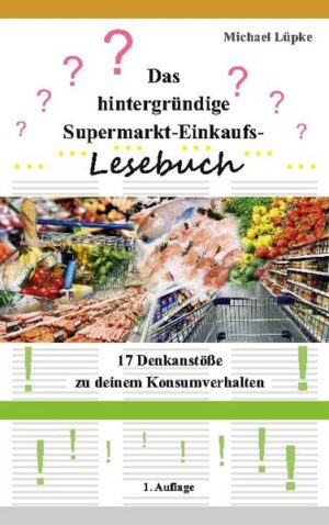 Du gehst selbst im Supermarkt einkaufen? Eigenständig und eigenverantwortlich? Alle Achtung! Da triffst du ja ständig eine Menge an Entscheidungen, und das ein Leben lang. Auf der Suche nach einer optimalen Ernährung hast du als Säugling instinktiv das Richtige angesteuert (die Mutterbrust - hoffentlich). Dann, als Kind und Jugendliche/r, wähntest du dich im Ur-Vertrauen einer sicheren und guten Versorgung durch die Eltern. Aber bestimmt hast du zum Ende jener Zeit auch schon deine eigenen Vorstellungen eingebracht und umgesetzt. Klar, außerhalb des Elternhauses, unterwegs mit Freunden ... Und nun bist du dein eigener (Küchen-)Chef. Du bestimmst, was auf den Tisch kommt. Und du besorgst im Supermarkt, was du für richtig hältst! Aber was kaufst du denn? Was dir schmeckt? Was toll aussieht? Was toll präsentiert wird? Was preiswert ist? Nach Werbebotschaften? Was andere (Familie, Freunde, Bekannte, Promis, Stars) so essen und trinken? Was eben gerade cool und in ist? - Hast du jemals ernsthaft hinterfragt, was du da eigentlich isst und trinkst, die ganze Zeit, dein Leben lang? Wenn du dieses kleine Büchlein hier gelesen und den Inhalt verinnerlicht hast, dann wirst du künftig mit einem ganz anderen Bewusstsein in den Supermarkt gehen. Garantiert!