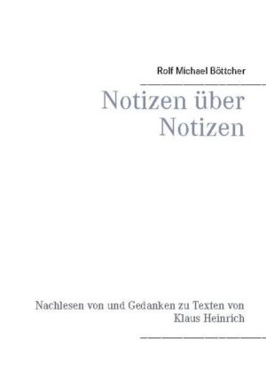 Der vorliegende Text steht im Zeichen des Denkens des Religionswissenschaftlers Klaus Heinrich und nimmt Bezug auf drei von dessen Texten, die kurz nach Heinrichs Ableben in "Reden und kleine Schriften. Neue Folge 1" gemeinsam vorgelegt wurden. Diese werden summiert und an ihnen entlang der Versuch unternommen das Gemeinte zu verdeutlichen, aber auch eigene Einschätzungen, Auslegungen und Vorschläge daran anzufügen. Ebenso werden weitreichende Linien gezogen zu anderen Themenkomplexen und Problembereichen in Vergangenheit wie Gegenwart, die zeigen bis in welche Sphären die Gedanken Heinrichs hineinreichen.