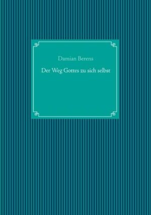 "Der Weg Gottes zu sich selbst" ist eine Abhandlung über das Leben, wie es sich heute zeigt. Damian Berens zeigt, wie Gott den Menschen erschaffen hat, um sich selbst und seine eigene Schöpfung zu erleben. Klar ist, dass es eine höhere, geistige Welt gibt, aber nicht klar ist, ob wir Menschen mehrmals leben oder nur einmal. Wichtig für den Menschen ist es auf jeden Fall den Frieden zu finden, im Leben. Alles weitere kann dann folgen. Lassen Sie sich in den Bann einer Philosophie ziehen, die Sie selbst in den Mittelpunkt stellt. Damian Berens, Jahrgang 1974, studierte Philosophie und Geschichte in Bonn und Stuttgart. Heute arbeitet er als Musiklehrer in der Region Köln Bonn. Auch ist er als Komponist und Songwriter tätig. Er lebt in Alfter bei Bonn.