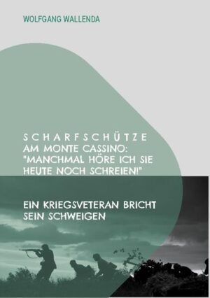 "Manchmal höre ich sie heute noch schreien!", sagte Josef Altmann mehr als 50 Jahre nach der Schlacht um den Monte Cassino und verlor sich in seinen Gedanken. Instinktiv zuckte er zusammen, duckte sich zur Seite und suchte scheinbar Deckung vor einer imaginär heran rauschenden Granate. Als Angehöriger des Regiments 361 erlebte der ehemalige Fremdenlegionär die erbarmungslosen Kämpfe an der Gustav-Linie und rund um den Monte Cassino. Der Krieg hatte eine unfassbare Grausamkeit erreicht und der Tod schlug täglich gnadenlos zu. Altmann wird im Schnelldurchlauf zum Scharfschützen ausgebildet und sofort an der Front eingesetzt. Er erkennt im Zielfernrohr die Gesichter seiner Opfer. Die Hände beginnen zu zittern, das Herz rast. Gänsehaut überzieht seinen Körper. Angst, Elend, der Verlust seiner engsten Kameraden und die Schreie der Sterbenden lassen ihn, entgegen seiner anfänglichen Zweifel, abdrücken. Ohne Pathos, frei von Heldentum und erschreckend realitätsnah erzählt Josef Altmann seine Geschichte. Dieses Buch ist ein schonungsloser Tatsachenbericht und soll als Mahnmal gegen Kriege dienen.