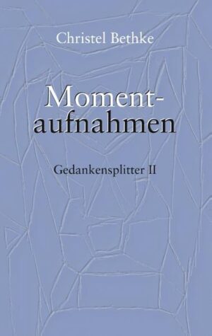 Christel Bethkes Texte erzählen von Mit- und Nebenmenschen und kleinen Alltagsbeobachtungen. Ob kurze Sentenz, freirhythmische Verse oder kleine Prosastücke, alles trägt hier die Merkmale spontaner Aufzeichnung und spiegelt die Summe der Erfahrungen eines Lebens wider. »Meine Vergangenheit ist mein Kapital für Gegenwart und Zukunft.« Christel Bethke