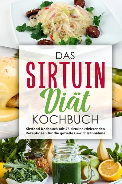 Was ist eigentlich die Sirtfood Diät? Die Sirtfood Diät ist in den letzten Monaten in aller Munde. Vor einiger Zeit wurde dieses Thema neu aufgegriffen, doch spätestens, als die bekannte Sängerin Adele mit dieser Diät sagenhafte 45 kg abgenommen hatte, verbreitet sich die Sirtfood Diät wie ein Lauffeuer. Doch wie funktioniert dieses Ernährungsprogramm? Und wo unterscheidet es sich von bisher dagewesenen Formeln? Wie kann man mit Sirtuin Lebensmitteln schlank werden und muss man die Ernährung komplett umstellen? Ist die Sirtfood-Diät gesund oder handelt es sich um eine sogenannte Blitzdiät? All diese Fragen und vor allem der Beweis wie einfach es ist, mit der Sirtuin Ernährung abzunehmen, werden Ihnen in diesem Kochbuch beantwortet. Freuen Sie sich auf ein Kochbuch mit 75 sirtuinaktivierenden Rezeptideen für ein absolut neues Lebensgefühl. Die Lebensmittel der Sirtfood-Diät Dieses Ernährungsprogramm ist auf folgenden Lebensmitteln aufgebaut: Grüner Tee, schwarzer Tee, Kaffee und Rotwein. Chili, Kurkuma, Petersilie, Zimt, Ingwer und Kapern. Quinoa und Buchweizen. Grünes Blattgemüse, Brokkoli, Salat, Oliven, Zwiebel und Schalotten. Blaubeeren, Erdbeeren, Bananen, Datteln, Äpfel, Granatäpfel, Orangen, Zitronen, Mandarinen und schwarze Johannisbeeren. Walnüsse und Erdnüsse Dunkle Schokolade, Olivenöl, Soja, Tempeh und Miso.