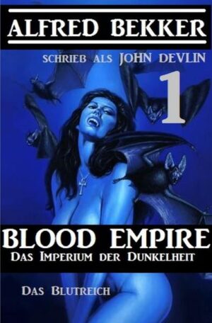 Blood Empire - Das Blutreich von Alfred Bekker Ein Vampir- Schocker. Rabenschwarz, blutig, grausam, zynisch - und so kalt wie eine Totengruft! Die Welt wird von Vampiren aus dem Verborgenen beherrscht. Sie sind organisiert wie die Mafia und haben die Erde unter sich aufgeteilt Nebel zog vom Hudson über die Piers. Eine graue Wand stand draußen auf dem Fluss. Darüber wirkte der Mond wie ein verwaschener Fleck. Chase tauchte vorsichtig hinter der Ecke eines Containers hervor. Die Nummer zwei der New Yorker Vampire hatte einen freien Blick auf die asphaltierte Fläche zwischen den Anlegestellen und einem etwas heruntergekommenen Lagerhaus. Eine schwarze, überlange Limousine kam im Schritttempo näher und bremste schließlich. Die Türen öffneten sich.