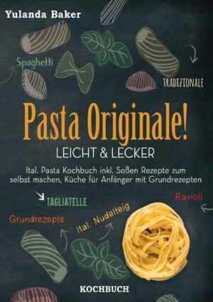 Pasta Originale! Leicht & Lecker Nudeln lassen sich dank der internationalen Küche heute in vielen unterschiedlichen Geschmackssorten erwerben. Frisch aus dem Kühlregal, getrocknet oder tiefgefroren gibt es Teigtaschen, Maultaschen und andere leckere Gerichte. Doch nur selbstgemacht ist es doch die wahre Kunst. Nudeln selbst zu machen klingt nach viel Arbeit und einer großen Anschaffung in puncto Küchengeräte. Doch dem ist nicht so, denn+ die meisten Nudelrezepte basieren auf einem einfachen Grundrezept. Mehl und Eier oder auch Wasser spielen dabei meist eine Rolle. In diesem Buch soll es nun um die Nudel-Vielfalten dieser Welt gehen. Ob in China, Indien oder Deutschland, die Nudel ist und bleibt eine beliebte Speise. Mit diesem Buch möchte ich Dir nun aufzeigen, welche Nudelsorten es gibt, wie man diese herstellt und optimiert und welche leckeren Nudelgerichte mit selbstgemachten Nudeln gezaubert werden können. Außerdem stelle ich Dir ein paar internationale Nudelgerichte vor, die etwas neuen Schwung in Deine Küche bringen werden. Ob gefüllt, pur oder mit einer leckeren Soße, Nudeln werden demnächst garantiert auch Deinen Alltag bestimmen. Ich wünsche Dir nun viel Spaß beim Ausprobieren und beim Experimentieren. Viel Freude mit dem Buch und vor allem den Rezepten. Guten Appetit & bleib gesund. Deine Yulanda Baker, leidenschaftliche Köchin