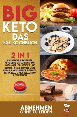 BIG Keto! - Abnehmen OHNE zu leiden (inkl. Diätplan) Was erwartet Sie in diesem Buch? (ACHTUNG: Zusammenfassung in nur EINEM SATZ) Wer sich die Artikelbeschreibung komplett ersparen möchte, für diejenigen versuche ich mein Buch in nur einem Satz zusammenzufassen: Sie machen eine Diät OHNE ES ZU MERKEN, bzw. OHNE EINE DIÄT ZU MACHEN! (KEIN Verzicht auf leckere Gerichte!) Für diejenigen, die eine ausführlichere Anleitung wünschen, werde ich in diesem Text eine knappe Einführung in meinem Buch schenken. Wie bereits angedeutet, bekommen Sie hier genau die Kochrezepte serviert, die Sie in der Regel vermeiden sollten, jedoch in einer gesunden Variante, wo diese ohne Konsequenzen verzehrt werden können. Sie machen quasi „keine Diät“ und können z.B. trotzdem von einer Gewichtsreduktion profitieren und, oder Muskulatur aufbauen, genauso können Sie sich auch einfach nur gesund ernähren, ohne dadurch auf irgendeiner Art und Weise darunter zu leiden. Genau deswegen habe ich dieses Buch geschrieben, denn hier bekommen Sie ALLE GERICHTE die Sie in einer Diät „nicht essen dürfen“ jedoch in einer GESÜNDEREN bzw. „ketogenen“ Variante auf einem Silber Tablet, bzw. innerhalb eines E-Book, oder Taschenbuch serviert. Welche Rezepte erwarten mich als Beispiel? Brot / Knäckebrot / Brötchen Marmelade / Haselnuss Creme (Aufstriche) Croissants Proteinriegel / Schokoriegel Gyros, Pommes Nuggets Pizza Pasta / Ital., Asia Nudeln Hamburger Hot Dogs Süßspeisen: z.B. Pudding, Milchreis Kokos Pralinen Ice Cream Crêpes Chips etc.