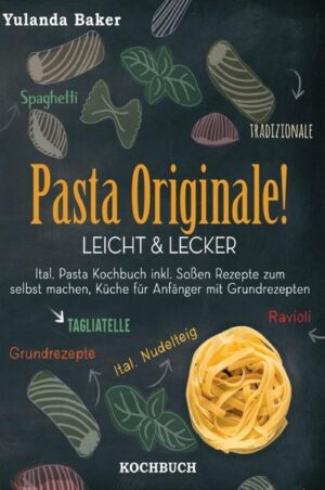 Pasta Originale! Leicht & Lecker Nudeln lassen sich dank der internationalen Küche heute in vielen unterschiedlichen Geschmackssorten erwerben. Frisch aus dem Kühlregal, getrocknet oder tiefgefroren gibt es Teigtaschen, Maultaschen und andere leckere Gerichte. Doch nur selbstgemacht ist es doch die wahre Kunst. Nudeln selbst zu machen klingt nach viel Arbeit und einer großen Anschaffung in puncto Küchengeräte. Doch dem ist nicht so, denn+ die meisten Nudelrezepte basieren auf einem einfachen Grundrezept. Mehl und Eier oder auch Wasser spielen dabei meist eine Rolle. In diesem Buch soll es nun um die Nudel-Vielfalten dieser Welt gehen. Ob in China, Indien oder Deutschland, die Nudel ist und bleibt eine beliebte Speise. Mit diesem Buch möchte ich Dir nun aufzeigen, welche Nudelsorten es gibt, wie man diese herstellt und optimiert und welche leckeren Nudelgerichte mit selbstgemachten Nudeln gezaubert werden können. Außerdem stelle ich Dir ein paar internationale Nudelgerichte vor, die etwas neuen Schwung in Deine Küche bringen werden. Ob gefüllt, pur oder mit einer leckeren Soße, Nudeln werden demnächst garantiert auch Deinen Alltag bestimmen. Ich wünsche Dir nun viel Spaß beim Ausprobieren und beim Experimentieren. Viel Freude mit dem Buch und vor allem den Rezepten. Guten Appetit & bleib gesund. Deine Yulanda Baker, leidenschaftliche Köchin