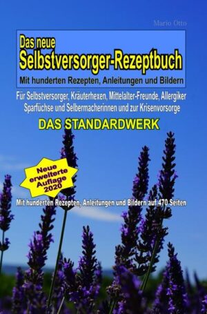 Dies ist das neue Selbstversorger- Rezeptbuch Für Selbstversorger, Kräuterhexen, Mittelalter- Freunde, Allergiker, Sparfüchse und Selbermacherinnen und zur Krisenvorsorge Ab sofort mit 470 Seiten und rund 1 Kilo schwer vollgepackt mit hunderten Rezepten!In diesem großen, mächtigen und schweren Werk sind mehrere hundert Rezepte, Anleitungen, Bilder, übersichtliche Tabellen, dutzende Tee- Rezepte, klassische und außergewöhnliche Rezepte zur Herstellung von Salben, Kräuter- Ölen, Tinkturen, Shampoos, Seifen, Sirups, Kräuterkissen, Molke, Quark, Hafermilch, Mandelmilch, Erdnussbutter, Kräutersalz, Nudeln, Sprossen & Keimen und vielem mehr! Zusätzlich gibt es übersichtliche Tabellen zur Verwendung und Nutzen von ätherischen Ölen und Räuchermitteln, viele bebilderte Schritt für Schritt- Anleitungen für besonders leichtes Gelingen, einem kleinen Kräuterlexikon mit zusätzlichen Rezepten und vieles vieles mehr. Dieses wuchtige Werk lässt keine Wünsche übrig. Daher ist es ideal geeignet für alle Kräuterhexen, Selbstversorgerinnen, Selbermacherinnen, Allergikerinnen, Sparfüchsinnen, Gesundheitsbewusste und zur Krisenvorsorge! Ein Muss für alle, die das Meiste und Beste aus Ihrer Zeit, Gesundheit und Geld herausholen wollen!Alle Rezepte und Anleitungen sind tausendfach erprobt! Alles was Sie brauchen und wissen müssen, ist in diesem Buch! Für Gesundheitsbewusste, Kräuterhexen, Allergikerinnen, Sparfüchse, Mittelalter- Freunde, Selbstversorgerinnen und kluge Selbermacherinnen! Ohne Ende Rezepte jetzt auf auf 470 Seiten!