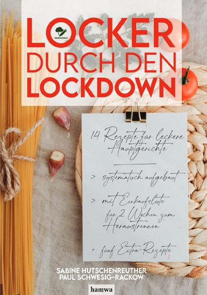 Nur einmal einkaufen, statt täglich in den Supermarkt zu rennen, das ist die Idee von Locker durch den Lockdown.  Mit diesem Kochbuch seid ihr, ohne viel nachzudenken, für die nächste Lockdown-Verlängerung bestens vorbereitet und vermeidet die Verschwendung von Lebensmitteln.  Dafür haben Sabine Hutschenreuther und Paul Schwesig-Rackow eine Auswahl an leckeren und einfachen Rezepten zusammengestellt, die euch mindestens 14 Tage sicher durch den Lockdown bringen. Dank der intelligenten Einkaufsliste, die einfach herausgetrennt und mitgenommmen werden kann, geht man einmal einkaufen um dann die Auswahl an frischen und lagerungsfähigen Lebensmitteln, nach und nach, zu verbrauchen.  Natürlich schmecken die Gerichte auch hervorragend, wenn der Lockdown vorbei ist und man trotzdem keine Lust hat, sich über Kochen oder Einkaufen Gedanken zu machen. 