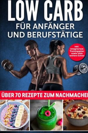 Ein Low Carb Ratgeber mit Integriertem Trainingsplan sowie viele weiteren Extras: über 70 Rezepte zum Nachmachen Gewicht zu verlieren und endlich in Top-Form zu sein, ist ein Ziel, das Du erreichen kannst. Du hast richtig gehört. Einen guten Körper kannst Du dir erarbeiten. Alles was Du dazu benötigst ist Wille zur Veränderung. Die restlichen Parameter liefert Dir dieser Ratgeber. Der Beruf spannt die meisten Menschen ein. Du verbringst einen nennenswerten Anteil Deines Tages mit Arbeit. Dazu kommen familiäre und andere Verpflichtungen, denen Du täglich nachkommen musst. Das Pensum ist entsprechend hoch. Selten bleibt Zeit für Deine Vorhaben. Viele platzen wie Seifenblasen. Auf Dauer frustriert das. Perfekt. Alleine Die Tatsache, dass dieser Ratgeber Deine Aufmerksamkeit erregt hat, zeigt wie sehr Du dich nach einer Veränderung sehnst. Vielleicht haben Dir bisher die Ressourcen gefehlt. Du wusstest nicht, wie und wo Du anfangen sollst. Damit ist nun Schluss. Dieser Ratgeber gibt Dir eine Ernährungsweise an Die Hand, die Deinen Körper beflügelt. Inhalt des Textes ist die Low Carb Ernährungsweise. Unter anderem werden die folgenden Themen behandelt: Low Carb - Was hat es damit auf sich? Fett verbrennen und Muskeln aufbauen Ein Trainingsplan mit 10 Übungen zum Muskelaufbau Du erhältst eine Schritt für Schritt Erklärung, wie Du dein Ziel trotz einem anstrengendem Alltag erreichst Die Inhalte sind auf die Bedürfnisse und Verpflichtungen von Berufstätigen ausgerichtet, sodass Sie sich wunderbar den täglichen Aufgaben unterordnen Ganz egal, ob Du Mutter oder Vater bist, Vollzeit oder Teilzeit arbeitest oder Dein eigenes Unternehmen führst - Die Grundlagen der Low Carb Ernährung sind simpel und erfolgsversprechend Du lernst Dich ausgewogen zu ernähren, Muskeln aufzubauen und Gewicht zu verlieren