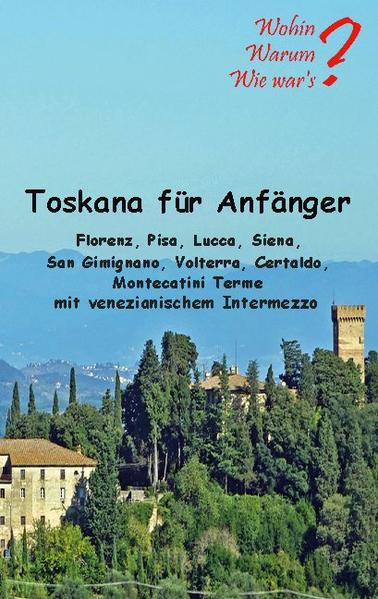 Toskana für Anfänger ist ein genüsslicher Einstieg in diese bezaubernde Landschaft voller Weingärten, Olivenhaine, Felsendörfer und Zypressen-Alleen. Doch wo anfangen? In Florenz? In Pisa? In Siena? In Lucca? In San Gimignano? Oder doch in Montecatini Terme? Dieses Buch nimmt den Leser mit 113 Farbbildern an die Hand, um die sechs besonderen Highlights zu erkennen und danach eine praktikable Auto- oder Bahn-Route fürs erste Kennenlernen auszuarbeiten. Die eigentliche Toskana ist ein Riesengebiet zwischen Carrara im Norden, Arezzo im Osten und die Maremma im Süden. Allein Luftlinie sind es 220 Kilometer in der Höhe und 130 Kilometer in der Breite. Wollte man alles abfahren, wäre man ein paar tausend Kilometer unterwegs. Wer also das erste Mal hinfährt, konzentriert sich besser auf die Highlights und saugt deren Charme auf wie ein delikates toskanisches Essen. Florenz natürlich, die überreich geschmückte Renaissancestadt der Medici mit den Palästen und Plätzen, der berühmten Gemäldesammlung Uffizien und der Brücke Ponte Vecchio über den Arno. Pisa, nicht nur wegen des Schiefen Turms, sondern auch die architektonisch interessanten Viertel und das legere Leben am Arno. Siena, die gotische Perle mit ihrer berühmten Piazza del Campo und seinem mehrere hundert Jahre alten Dächermeer aus Ziegeln. Auch Lucca mit seinem begehbaren Mauerring ist einzigartig. Das etruskische Volterra und San Gimignano