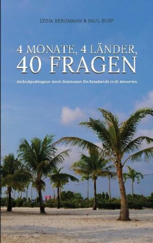 "Woran denkst du heute, wenn jemand Kambodscha sagt? Wovor hattest du auf unserer Reise am meisten Angst? Welchen Einfluss hatte die Reise auf unsere Beziehung? Und was würdest du gerne nochmal genauso erleben?" Nach ihrer gemeinsamen viermonatigen Backpackingreise durch Südostasien bemerkt das Autorenpaar, dass jeder von ihnen auf diese Fragen ganz unterschiedliche Antworten hat. Wie kann es sein, dass man gemeinsam reist und die Welt um sich herum doch so anders wahrnimmt? In 40 Fragen, die sich das Autorenpaar gemeinsam überlegt, aber unabhängig voneinander beantwortet hat, beschreiben Lydia Bergmann und Paul Rupp die Erlebnisse ihrer viermonatigen Südostasienreise. Wie individuell gemeinsames Reisen erlebt wird, zeigen die Autoren mit ihren Antworten auf unterhaltsame und manchmal auch tiefgründige Art und Weise und führen nebenbei durch Malaysia, Indonesien, Kambodscha und Sri Lanka.