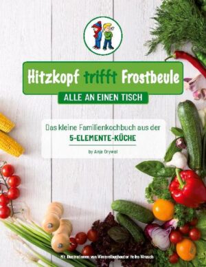 Dieses Buch ist ein vollständig überarbeitete Version von Hitzkopf trifft Frostbeule aus dem Jahr 2018. Das etwas andere Familien Kochbuch: Kochen für die Familie ist manchmal eine Herausforderung. Besonders schwierig wird es, wenn Unverträglichkeiten berücksichtigt werden müssen. Oder wenn es plötzlich heißt: Ich esse ab jetzt kein Fleisch mehr! Den Kampf um die Portion Gemüse auf dem Teller kennen vermutlich die meisten Eltern. Alle an einen Tisch: Dieses Kochbuch vermittelt die Grundlagen der 5 Elemente Küche. Die Erkenntnisse aus der uralten Lehre der traditionellen chinesischen Medizin fließen in die Rezepte ein. Viele Zutatenalternativen machen die Rezepte zu wahren Wandlungskünstlern. Deshalb sind sie auch bei Laktose und Glutenintoleranz und für sensible Bäuche geeignet. Fast alle Rezepte können für Vegetarier und Veganer angepasst werden. Die Gerichte sind einfach, alltagstauglich und lecker. Hitzkopf trifft Frostbeule: Jeder Jeck isst anders. Eine kleine Frostbeule, die sehr oft friert und häufig erkältet ist, kühlt durch Rohkost und Müsli weiter aus. Im Gegenzug häufen sich die heißen Wutanfälle des Hitzkopfs, wenn er zu viel Stress und Druck hat. Er könnte durchaus etwas Abkühlung gebrauchen. Nicht nur über die Ernährung. In meinen Rezepten tausche ich gesund gegen passend, und erkläre, was bei der Wahl der Lebensmittel zu beachten ist. 5 Elemente 5 Persönlichkeiten: Der ganzheitliche Ansatz der TCM erlaubt es, über den Tellerrand hinaus zu schauen. Warum fällt es Tom schwer, über Stunden ruhig und brav die Schulbank zu drücken? Wieso findet Henry keinen Anschluss? Wie kommt Marie schon in der Grundschule auf die Idee, sich vegetarisch zu ernähren? In diesem Buch geht es um mehr, als nur ums Kochen. Große Köche können in die Welt der 5 Kinder-Persönlichkeiten eintauchen. Schließlich geht es um die passende Ernährung von Anfang an. Kleine Köche dürfen sich darauf freuen, die Superkräfte aus den 5 Elementen kennen zu lernen.