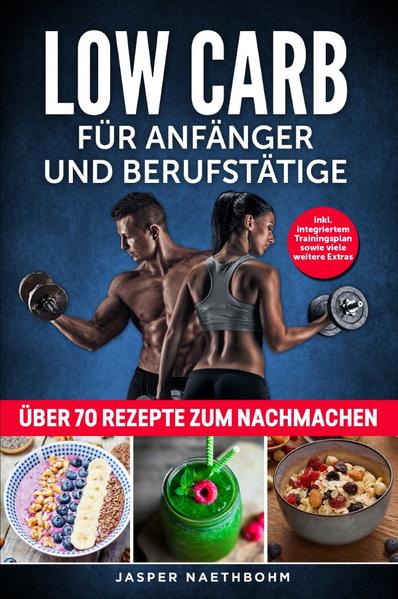 Ein Low Carb Ratgeber mit Integriertem Trainingsplan sowie viele weiteren Extras: über 70 Rezepte zum Nachmachen Gewicht zu verlieren und endlich in Top-Form zu sein, ist ein Ziel, das Du erreichen kannst. Du hast richtig gehört. Einen guten Körper kannst Du dir erarbeiten. Alles was Du dazu benötigst ist Wille zur Veränderung. Die restlichen Parameter liefert Dir dieser Ratgeber. Der Beruf spannt die meisten Menschen ein. Du verbringst einen nennenswerten Anteil Deines Tages mit Arbeit. Dazu kommen familiäre und andere Verpflichtungen, denen Du täglich nachkommen musst. Das Pensum ist entsprechend hoch. Selten bleibt Zeit für Deine Vorhaben. Viele platzen wie Seifenblasen. Auf Dauer frustriert das. Perfekt. Alleine Die Tatsache, dass dieser Ratgeber Deine Aufmerksamkeit erregt hat, zeigt wie sehr Du dich nach einer Veränderung sehnst. Vielleicht haben Dir bisher die Ressourcen gefehlt. Du wusstest nicht, wie und wo Du anfangen sollst. Damit ist nun Schluss. Dieser Ratgeber gibt Dir eine Ernährungsweise an Die Hand, die Deinen Körper beflügelt. Inhalt des Textes ist die Low Carb Ernährungsweise. Unter anderem werden die folgenden Themen behandelt: Low Carb - Was hat es damit auf sich? Fett verbrennen und Muskeln aufbauen Ein Trainingsplan mit 10 Übungen zum Muskelaufbau Du erhältst eine Schritt für Schritt Erklärung, wie Du dein Ziel trotz einem anstrengendem Alltag erreichst Die Inhalte sind auf die Bedürfnisse und Verpflichtungen von Berufstätigen ausgerichtet, sodass Sie sich wunderbar den täglichen Aufgaben unterordnen Ganz egal, ob Du Mutter oder Vater bist, Vollzeit oder Teilzeit arbeitest oder Dein eigenes Unternehmen führst - Die Grundlagen der Low Carb Ernährung sind simpel und erfolgsversprechend Du lernst Dich ausgewogen zu ernähren, Muskeln aufzubauen und Gewicht zu verlieren