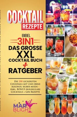 ★ Mit über 200 unschlagbar leckeren Cocktails zum ultimativen Barkeeper ★  Leckere Cocktails mit unkomplizierten Zutaten zaubern! Dieses Buch ist ein Geschenk an alle, die gerne auch zuhause die in den Genuss ihres Lieblings-Cocktails kommen! Verwöhnen Sie sich und ihre Freunde mit wahren Gaumenfreuden! Ob zur Party, kleineren Gesellschaften oder größeren Feierlichkeiten, mit diesen Rezepten, werden die Gäste auch Tage später, begeistert an das kulinarische Getränk des Abends zurückdenken. Variationen ohne Ende - Für unvergessliche Momente • Magst du den Genuss von frisch zubereiteten Cocktails? • vielfältig, kreativ und dennoch leicht herzustellen? • Leckere Drinks ? • Bier oder Whiskey? • Zum Genießen mit Freunden oder alleine! • Geburtstag? Party? Gemütlicher Abend? Du erhältst von mir, absolut die besten Rezepte und die einfachsten Anleitungen! Erhalte Einblicke in die wundervolle Welt der Cocktail-Vielfalt! ✓ Unkomplizierte Zutaten (leicht & simpel zu finden und preiswert) ✓ Die Geheimnisse des perfekten Cocktails ✓ Anleitungen & Geschichte   ✓ Wundervolle Erklärungen ✓ Vielseitig einsetzbar und immer passend ✓ Egal für welche Feierlichkeit ✓ Praktisch, einfach und abwechslungsreich ✓ Bezaubernde Kreationen für die Sinne ✓ Für jeden Geschmack etwas dabei ✓ Plus dem kleinen Gläser 1x1! Werde zum ultimativen Barkeeper und zaubere Dir zaubere Dir unschlagbar leckere Cocktails! Mit nur einem Klick hast Du jetzt die Möglichkeit, in die Welt der Cocktails zu reisen! Sinne wecken - Emotionen loslassen - Für unvergessliche Momente