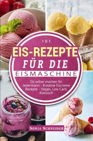 Sie wollen abwechslungsreiche, kreative und noch dazu leckere Eiscreme Rezepte Ausprobieren? In diesem Buch finden Sie sensationelle Rezepte, Low Carb und vegane Rezepte, verschiedene Zuckeralternativen und leckere Früchte Eis Kreationen.  Hier finden Sie über 101 Eiscreme Rezepte. Tolle Klassische Eis Rezepte(von klassischen Schokoladen, Vanille Eis über Kiwi Eis bis hin zum Cookies und Mango Kokos Eis uvm.) Leckere Superfood Eis-Rezepte(von Matcha mit Minze und dunkler Schokoladen Eis bis hin zum Beere Acai Eis uvm.) Sowie ganz tolle vegane und Low Carb Eiscreme Rezepte(von Avocado Eis bis hin zum Erdbeere Mango Kokos Eis uvm.) Übrigens sind alle Eiscreme Rezepte hervorragend dafür geeignet für Geburtstagsfeiern oder Kinder Geburtstagsfeiern. Gerade in der Jahreszeit, in der unser Körper eine Abkühlung braucht sind diese Rezepte hervorragend geeignet, denn hier findet jeder etwas für seinen Geschmack.