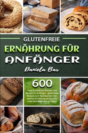 600 Tage Glutenfreie Ernährung für Anfänger“ - lecker durch den Alltag Gluten“ ist einer der Begriffe unserer Zeit, der viel Angst und Schrecken verbreitet. Viele Menschen reagieren unverträglich auf Gluten. Dabei handelt es sich um Eiweiße, die in vielen Getreidesorten zu finden sind bzw. deren Bestanteile. Sie machen beispielsweise die Elastizität eines Teiges. Doch so viel Positives sie mit sich bringen, so krank können sie auch machen.  Den meisten Menschen werden Gluten nichts anhaben können, doch wer eine Unverträglichkeit (entwickelt) hat, der steht vor einem großen Problem. Zwar bietet der Handel immer mehr Glutenfreie Lebensmittel an, doch die sind oftmals teurer. Wichtig ist, für sich selbst kochen zu können.