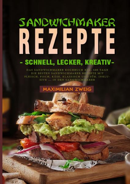 Dann ist dieses Rezepte-Buch genau das richtige für Sie. Sie werden begeistert sein. Holen Sie Ihren Sandwichmaker hervor und probieren Sie gleich heute die Vielzahl an schnellen, einfachen und leckeren Sandwichmaker Rezepten aus. 500 Tage Die leckersten Rezepte erwarten Sie in diesem Kochbuch: Von klassischen bis zu absolut exotischen Sandwiches ist alles dabei Sandwiches mit Fleisch, Meeresfrüchten, Fisch, Vegetarische und vegane Sandwiches Leckere Desserts aus dem Sandwichmaker Schnelle Partyrezepte zum Feiern mit Freunden und Familie Selbstgemachte Soßen und Dips zum Verfeinern Außerdem: Was muss bei der Zubereitung beachtet werden