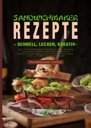 Dann ist dieses Rezepte-Buch genau das richtige für Sie. Sie werden begeistert sein. Holen Sie Ihren Sandwichmaker hervor und probieren Sie gleich heute die Vielzahl an schnellen, einfachen und leckeren Sandwichmaker Rezepten aus. 500 Tage Die leckersten Rezepte erwarten Sie in diesem Kochbuch: Von klassischen bis zu absolut exotischen Sandwiches ist alles dabei Sandwiches mit Fleisch, Meeresfrüchten, Fisch, Vegetarische und vegane Sandwiches Leckere Desserts aus dem Sandwichmaker Schnelle Partyrezepte zum Feiern mit Freunden und Familie Selbstgemachte Soßen und Dips zum Verfeinern Außerdem: Was muss bei der Zubereitung beachtet werden