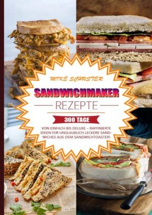 Rezepte für den Sandwichmaker - 300 Tage Rezepte kreativ und schnell (inklusive vegetarisch, vegan und Sandwich Spezialitäten) In diesem Buch wird jeder Sandwichliebhaber fündig. In über Rezepten von klassisch bis extravagant, einfach bis kompliziert, süß bis pikant wird dem schnellem Hunger Einheit geboten. Zusätzlich zu sehr vielen Sandwichmaker-Rezepten finden sie auch klassische Sandwichrezepte, Sandwich Spezialitäten, vegetarische und vegane Sandwichrezepte. Nicht zu vergessen Rezepte für selbstgemachte Saucen und Brote. Machen Sie mehr aus Ihrem Sandwich als nur ein Brot.