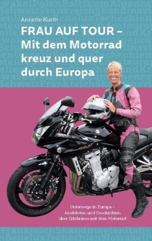 1978 machte die Autorin den Motorradführerschein. Zum eigenen Motorrad, einer kleinen Suzuki 450 GS, kam sie aber erst 10 Jahre später. Ein Schlüsselerlebnis war für sie die erste mehrtägige Tour in die Schweiz. Danach stand fest: ein Leben ohne Motorrad ist nicht mehr möglich! Von Lillehammer bis Marbella, von Saint Malo und Santander bis Riga und Skopje durchkreuzte sie Europa allein mit ihrem Motorrad. Auf ihren Touren gab es viele schöne Erlebnisse und zahlreiche Begegnungen mit Menschen aus den verschiedenen Ländern. Und immer, wenn sie meinte, es geht nicht weiter, kam irgendjemand aus dem Nichts zur Hilfe, ob es in Griechenland mit der kaputten Ölkappe oder in den Masuren mit dem leeren Tank war. Spannende, mit viel Humor und Lebensfreude erzählte Geschichten und Anekdoten laden ein zu einem Lese-Tourenprogramm durch Europa.