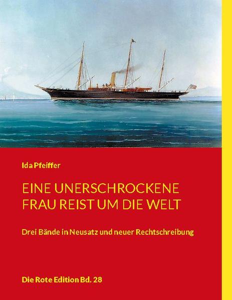 Zu ihrer Weltreise brach Ida Pfeiffer im Mai 1846 auf, über Hamburg gelangte sie nach Rio de Janeiro. In Brasilien entkam sie nur knapp einem Mordanschlag. Im Februar 1847 machte sie die gefürchtete Schiffspassage durch die stürmischen Gewässer um Kap Horn nach Valparaíso in Chile. Über Tahiti, wo sie von der Königin empfangen wurde, erreichte sie Macau, danach Hongkong und Kanton. In diesen Orten war das Auftreten einer weißen Frau ein so außerordentliches Ereignis, dass sie immer wieder in Bedrängnis geriet. Über Singapur ging es weiter nach Ceylon, von dort nach längeren Exkursionen Ende Oktober 1847 nach Südindien. Hauptsächliche Stationen ihrer Reise durch den indischen Subkontinent waren Kalkutta, Benares und Bombay. Sie fand Aufnahme in den Häusern reicher und vornehmer Inder, nahm an einer Tigerjagd teil, legte aber auch weite Strecken auf Ochsenkarren zurück. Im April 1848 reiste sie weiter nach Mesopotamien und Persien, sie besuchte Bagdad, begleitete Karawanen durch die Wüste, sah die Ruinen von Babylon und Ninive, wurde von Räubern bedroht. Der britische Konsul in Täbris, ein Landeskenner, war von der Kühnheit ihrer Unternehmungen tief beeindruckt. Über Armenien, Georgien, Odessa, Konstantinopel und Athen ging es nach Hause. Die Aufzeichnungen von dieser Reise erschienen 1850 in drei Bänden. (Quelle: Wikipedia Seite Ida Pfeiffer). Die hier vorgestellte Neuauflage enthält die ursprünglichen drei Bände, wurde in die aktuelle Rechtschreibung konvertiert und ist in moderner Antiqua-Schrift gedruckt.