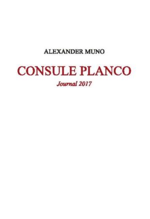 Alexander Munos Tagebuch des Jahres 2017. Beobachtungen aus dem Alltag, Gedanken über Erlebtes und Gelesenes, Betrachtungen vom Rand und aus dem stillen Winkel. Weniger (aber auch) ein intimes Journal, sicherlich kein Seelenausguss und Sorgensiphon, vielmehr die von den Zufällen und Begegnungen des Alltags propellierte Lebensschreibung eines etwas kauzigen Künstlers und Kaffeehausliteraten, der im beschriebenen Jahr zum ersten Mal deutlicher das Älterwerden spürt, samt der dazugehörigen Melancholie und der zunehmenden Gelassenheit (manches, so sagt Horaz, hätte man"consule Planco", damals, heißblütig in der Jugend, als Plancus Konsul war, noch nicht ertragen).