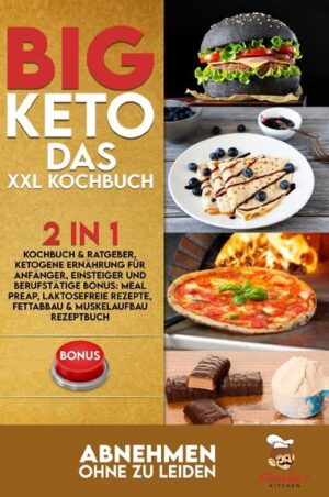 BIG Keto! - Abnehmen OHNE zu leiden (inkl. Diätplan)    Was erwartet Sie in diesem Buch? (ACHTUNG: Zusammenfassung in nur EINEM SATZ)  Wer sich die Artikelbeschreibung komplett ersparen möchte, für diejenigen versuche ich mein Buch in nur einem Satz zusammenzufassen:  Sie machen eine Diät OHNE ES ZU MERKEN, bzw. OHNE EINE DIÄT ZU MACHEN! (KEIN Verzicht auf leckere Gerichte!)  Für diejenigen, die eine ausführlichere Anleitung wünschen, werde ich in diesem Text eine knappe Einführung in meinem Buch schenken. Wie bereits angedeutet, bekommen Sie hier genau die Kochrezepte serviert, die Sie in der Regel vermeiden sollten, jedoch in einer gesunden Variante, wo diese ohne Konsequenzen verzehrt werden können. Sie machen quasi „keine Diät“ und können z.B. trotzdem von einer Gewichtsreduktion profitieren und, oder Muskulatur aufbauen, genauso können Sie sich auch einfach nur gesund ernähren, ohne dadurch auf irgendeiner Art und Weise darunter zu leiden.  Genau deswegen habe ich dieses Buch geschrieben, denn hier bekommen Sie ALLE GERICHTE die Sie in einer Diät „nicht essen dürfen“ jedoch in einer GESÜNDEREN bzw. „ketogenen“ Variante auf einem Silber Tablet, bzw. innerhalb eines E-Book, oder Taschenbuch serviert.   Welche Rezepte erwarten mich als Beispiel?  Brot / Knäckebrot / Brötchen Marmelade / Haselnuss Creme (Aufstriche) Croissants Proteinriegel / Schokoriegel Gyros, Pommes Nuggets Pizza Pasta / Ital., Asia Nudeln Hamburger Hot Dogs Süßspeisen: z.B. Pudding, Milchreis Kokos Pralinen Ice Cream Crêpes Chips etc.