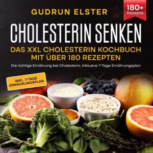 Cholesterin senken - Das XXL Cholesterin Kochbuch mit über 180 Rezepten. Die richtige Ernährung bei Cholesterin. Inklusive 7-Tage Ernährungsplan Ihr Körper braucht Cholesterin, um richtig zu funktionieren. Wenn Sie jedoch zu viel Cholesterin im Blut haben, kann es sich an den Wänden Ihrer Arterien festsetzen und diese verengen oder sogar blockieren. Dadurch sind Sie dem Risiko einer koronaren Herzkrankheit und anderer Herzerkrankungen ausgesetzt. Cholesterin wird auf Proteinen, den so genannten Lipoproteinen, durch das Blut transportiert. Ein Typ, LDL, wird manchmal als "schlechtes" Cholesterin bezeichnet. Ein hoher LDL-Spiegel führt zu einer Ablagerung von Cholesterin in den Arterien. Eine andere Art, HDL, wird manchmal als "gutes" Cholesterin bezeichnet. Es transportiert Cholesterin aus anderen Teilen Ihres Körpers zurück zur Leber. Dann entfernt die Leber das Cholesterin aus dem Körper. Du bist, was du isst! Sie können den Cholesterinspiegel im Laufe der Zeit senken, indem Sie weniger der Lebensmittel essen, die einen hohen Cholesterinspiegel verursachen, und mehr der Lebensmittel, die den Cholesterinspiegel senken. Essen Sie viel Gemüse, Obst und Vollkornprodukte. Der Verzehr von Lebensmitteln mit hohem Ballaststoffgehalt kann dazu beitragen, den Cholesterinspiegel im Blut zu senken. Dazu gehören: -Hafer -Bohnen -Erbsen -Linsen -Kichererbsen -Obst und Gemüse Achten Sie darauf, täglich mindestens fünf Portionen Obst und Gemüse zu essen d.h. Cholesterin natürlich senken - cholesterinsenkende Lebensmittel können dabeí unterstützend helfen.