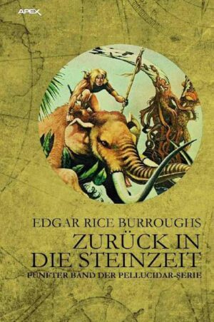 Das Abenteuer in Pellucidar geht weiter! Leutnant Wilhelm von Horst ist ein Gestrandeter in einer wilden Welt voller Urzeitmenschen und Dinosaurier. Auf der Suche nach dem Rest seiner Expedition wird er von Flugsauriern verschleppt, muss sich aus den Fängen eines unheimlichen Kannibalen-Stamms befreien und trifft schließlich auf die widerspenstige La-ja, die ihm zeigt, dass selbst in der brutalen Welt der Steinzeit Liebe gedeihen kann... ZURÜCK IN DIE STEINZEIT (erstmals im Jahr 1937 als 6teilige Serie im ARGOSY-WEEKLY-Magazin veröffentlicht) ist der fünfte Roman der PELLUCIDAR-Serie. Der Apex-Verlag veröffentlicht ZURÜCK IN DIE STEINZEIT als deutsche Erstveröffentlichung in der Übersetzung von Chris Bucher.