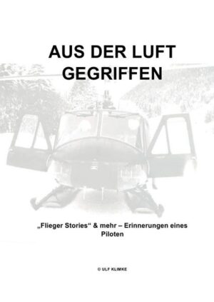 „Aus der Luft gegriffen“ ist ein autobiografisches Werk, dass die Erlebnisse und die Erfahrungen des Piloten Ulf Klimke beschreiben. Angefangen von einem Traum bis hin zur Grundausbildung bei der Bundeswehr inklusive aller Höhen und Tiefen während und nach der aktiven Zeit bis hin zum Abschied aus dem aktiven Dienst. Schonungslos, ehrlich und immer mit einem „Quäntchen Humor“. Ulf Klimke liebte seinen Beruf als Hubschrauberpilot, liebte es Menschen zu helfen. Als aktiver Part der „SAR“-Crew („Search and Rescue“) der Bundeswehr war er in vielen Einsätzen unter anderem auch in der Gebirgsrettung tätig. Das Geräusch der UH1D war für ihn mehr als nur „Flap-Flap-Falp“ - es war „sein“ Pulsschlag. Wie der von vielen anderen Hubschrauberpiloten ebenso. Dieses Buch ist auch sein Vermächtnis an zukünftige Piloten…