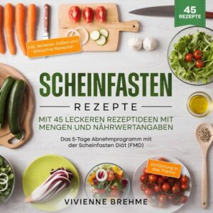 Scheinfasten Rezepte - Mit 45 leckeren Rezeptideen mit Mengen- und Nährwertangaben. Das 5-Tage Abnehmprogramm mit der Scheinfasten Diät (FMD) Dieser Scheinfasten (FMD) Kochbuch-Ratgeber ist voll von köstlichen, leicht zuzubereitenden Rezepten! Mit über 40+ Rezepten zur Auswahl finden Sie in diesem Kochbuch bestimmt das, wonach Sie suchen. Die Fasting Mimicking Diät (FMD …ist ein kalorienbeschränkender Ernährungsplan, der darauf abzielt, die gesundheitsfördernden Vorteile des Fastens zu imitieren und gleichzeitig die negativen Folgen einer chronischen Kalorienbeschränkung zu verringern. Die FMD beinhaltet eine drastische Reduzierung des Gesamtkalorienverbrauchs für drei bis fünf Tage pro Monat, gefolgt von einer Rückkehr zum normalen Essverhalten für den Rest des Monats. Warum diese Diät? •Stoffwechselanomalien rückgängig machen und die Insulinempfindlichkeit verbessern •Diabetes Typ 1 oder 2 rückgängig machen •die kognitive Leistungsfähigkeit verbessern •die Auswirkungen von Autoimmunkrankheiten umzukehren •Ihr Krebsrisiko senken •den Beginn des Alterns verzögern Desweiteren… Es gibt einige vielversprechende Forschungsergebnisse zur FMD in einer Reihe von Bereichen. Es sind zwar noch weitere Studien erforderlich, aber erste Erkenntnisse deuten darauf hin, dass sie bei der Gewichtsabnahme helfen und das allgemeine Wohlbefinden fördern kann. Mit einigen Anpassungen lässt sie sich auch gut mit einer Keto-Diät kombinieren. Denken Sie daran, Ihren Arzt zu konsultieren, wenn Sie mit dieser Methode „experimentieren“ möchten. (mehr Tipps finden Sie im Buch) Nun, Sie suchen nach leckeren Gerichten? Sie sind außerdem auf der Suche nach … ✅ Tipps rund um das Thema FMD ✅ Den richtigen Zutaten für die Scheinfasten Diät ✅ 45 leckeren Rezepten (inkl. Saucen und Smoothies) ✅ Einführung und alles rund um die FMD ✅ Spaß und Freude Neues zu probieren Leckere Gerichte und gute Anhaltspunkte gefällig? Dann greifen Sie jetzt zu!