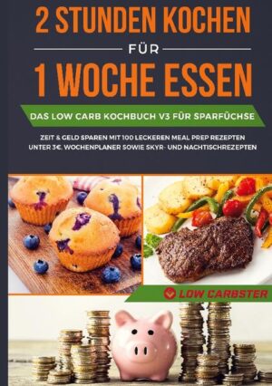 Sie möchten während Ihrer Low Carb Diät Zeit und Geld sparen? Dann ist dieses Low Cost Low Carb Kochbuch für Meal Prep genau das Richtige für Sie! Mit diesem Kochbuch möchten wir Sie dabei unterstützen möglichst effizient und erfolgreich an Ihr Ziel zu kommen. Aus diesem Grund empfehlen wir Ihnen im Zusammenhang mit Low Carb die Vorteile des ,,Meal Preps''. Denn Low Carb lässt sich wunderbar mit Meal Prep kombinieren und ist so für den Alltag leichter integrierbar. Des Weiteren können alle Gerichte mit einem Preis zwischen 1 - 3 EUR pro Portion zubereitet werden. Sie sparen also nicht nur Zeit sondern auch Geld.Sie finden in diesem Kochbuch nicht nur 100 kostengünstige Low Carb Rezepte für jede Mahlzeit, sondern auch einen Wochenplaner, eine Haltbarkeitsliste für die Aufbewahrung von Speisen und einige leckere Skyr Rezepte. Viel Spaß beim Kochen und guten Appetit! Das erwartet Sie: - 100 leckere Low Carb Gerichte unter 3 EUR für Frühstück, Mittagessen, Abendbrot und als Snack - Skyr Gerichte mit hohem Proteinanteil zum Nachtisch oder für zwischendurch