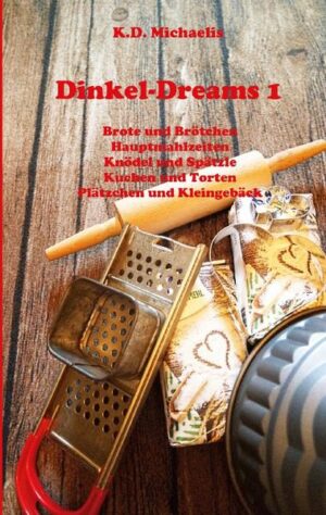 Dinkel-Dreams ist ein kombiniertes Koch- und Backbuch, dessen handverlesene und leckere Rezepte sich in folgende Untergruppen gliedern: - Brote und Brötchen - Knödel, Spätzle & Co. - Hauptmahlzeiten - deftig und süß - aus übrigen Knödeln oder Spätzle - mit Dinkelmehl - mit Dinkel-Semmelbrösel - mit Dinkelgrieß - Kuchen und Torten - Plätzchen und Kleingebäck Da Selbstgemachtes durchaus Zeit verschlingt, macht es oftmals Sinn, gleich eine größere Menge von Brot oder Brötchen bzw. Spätzle herzustellen. Als Alternative zum Einfrieren kann man die Restmengen aber schon von vornherein sinnvoll und lecker verplanen. So kann man übriggebliebene, selbstgebackene Dinkelbrötchen beispielsweise zu leckeren Semmelknödeln verarbeiten. Semmelknödel-Reste kann man in ganz besonders schmackhafte Hauptgerichte, wie z.B. Abgeröstete Knödel oder Saure Knödel, verwandeln. Ähnliches gilt für selbstgemachte Dinkelspätzle, die nicht nur eine tolle Bratenbeilage bilden, sondern auch als Käsespätzle mit Salatbeilage eine besonders gute Figur machen. Für alle diejenigen, die gerne süddeutsche bzw. österreichische Spezialitäten mögen. Mit vielen leckeren Rezepten aus der Alpen-Region. Selbstverständlich gibt es auch leckere Beispiele für süße Hauptmahlzeiten, wie z.B. Dinkelgrießbrei und viele andere süße Köstlichkeiten, wie Plätzchen, Kleingebäck, Kuchen und Torten. Alles mit Dinkelmehl bzw. Dinkelgrieß zubereitet - Dinkel-Dreams eben! In der 2. überarbeiteten Auflage