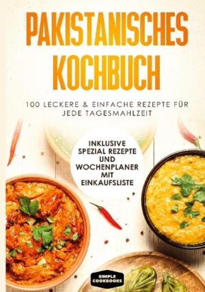 Sie möchten selber Zuhause traditionell pakistanisches Essen zubereiten? Dieses Kochbuch versorgt Sie mit den verschiedensten pakistanischen Rezepten und Einblicken über die kulinarischen Besonderheiten dieses einzigartigen Landes! Sind Sie Fan der pakistanischen Küche und haben Lust, sich an exotischen Gerichten zu probieren? Mit Hilfe dieses Kochbuchs können Sie sich eine Reihe der leckersten Rezepte aussuchen oder erstellen Sie sich Ihr eigenes Menu. Intensiv, vegetarisch, würzig, süß-sauer oder salzig und exotisch, die pakistanische Küche hat unzählige Fassetten, die keine Wünsche offen lassen. Lassen Sie sich Schritt für Schritt anleiten und erfahren Sie mehr über die interessanten Gewürze und Zutaten, die die Speisen der Pakistani so besonders machen. Viel Spaß beim Zubereiten und guten Appetit! Das erwartet Sie: - Grundlagen der pakistanischen Küche - Leckere Frühstücksrezepte wie Chaney, Bhatura oder Paratha - Genussvolle sowie traditionelle Gerichte für das Mittagessen oder Abendbrot wie Gemüse Biryani, Chana-Masala oder Auberginencurry - Leckere Nachtischrezepte wie Kheer, Faluda oder Rabri - Bonus Spezial Rezepte - Pakistan everyday: Exklusiver Rezept-Wochenplan mit Einkaufsliste - und vieles mehr ..