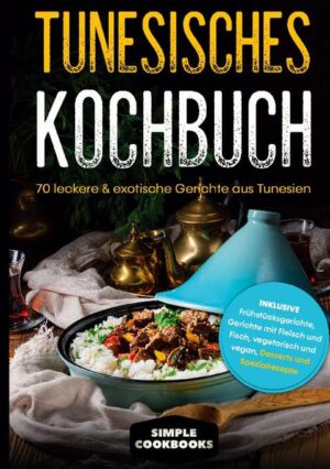 Möchten Sie neue Rezepte ausprobieren und haben Sie Lust darauf landestypische tunesische Speisen zu verkosten? Dann ist dieses Kochbuch genau das Richtige für Sie! Kennen Sie schon die tunesische Küche, oder haben Sie sich vielleicht schon darüber informiert? Mit Sicherheit werden Sie davon begeistert sein. Die Kombination von Gewürzen, frischen Zutaten, wie Fleisch, Gemüse und Obst wird Sie auf Anhieb begeistern. Mit einfachen Schritten werden Sie in diesem Kochbuch zum Ziel geführt. Ob Sie nun Gäste bewirten oder einfach Ihrer Familie eine Freude machen wollen, jedes der raffinierten Rezepte wird bei Ihnen Lust auf mehr auslösen. Auch Vegetarier und Veganer kommen in dieser Lektüre nicht zu kurz. Damit Sie auch voll und ganz in die kulinarische Welt Tunesiens eintauchen können, haben wir für Sie Spezialrezepte gefunden, die Ihnen das Kochen erleichtern. Sei es nun besondere Gewürzmischungen, Beilagenideen oder Desserts, für jede Tageszeit ist bestimmt etwas für Sie dabei. Meist sind es nur wenig Handgriffe, die Sie in kurzer Zeit eine Leckerei zaubern lassen. Das erwartet Sie: - Anregende Frühstücksgerichte wie Tomaten und Feta mit Ei, das sehr bekannte Gericht Lablabi oder auch ein einfaches Thunfisch Sandwich - Exotische Hauptgerichte mit Fleisch und Fisch wie tunesische Wurstpfanne, Safranreis mit Huhn und Pilzen oder Camounia - Sorgfältig ausgewählte vegetarische Rezepte wie Schaschuka, tunesische Quiche oder Fenchelgratin - Vegane Rezepte wie tunesische Erbsensuppe (Hlalem), gefülltes Brot (Mtabga) oder Pasta (Makrouna Tunsia) - Süße tunesische Desserts wie Feigentütchen, Sesamkugeln oder Bambalouni - Als Bonus besondere Spezialrezepte, die darauf warten von Ihnen entdeckt zu werden...