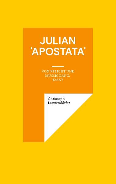 Julain "Apostata" gilt als Abtrünniger vom christlichen Glauben. Er war der letzte römische Kaiser, der heidnische Kulte förderte und war deshalb bevorzugtes Hassobjekt der entstehenden Kirche. Sein Tod nach nur 19 Monaten Regierungszeit gilt als nicht geklärt, sehr wahrscheinlich war er aber Opfer eines Mordanschlags eigener christlicher Truppen auf seinem Persien-Feldzug. Julian war hochgebildet, er war ein Kaiser ohne Alluren, der mit den Soldaten zusammen lebte, auf jeden Luxus und jede Ausschweifung verzichtete und Kontakt zu den bedeutendsten Philosophen seiner Zeit hatte. Er war pflichtbewusst und prinzipienfest. - Nach der Darstellung von Julians Leben widmet sich der Autor dem Pflichtbegriff und führt ihn insbesondere in Anlehnung an Kant aus. Eine Darstellung von Muße, Müßiggang und Langeweile als Kontrapunkt beendet diese Studie.