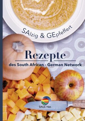 SAlzig und GEpfeffert ist ein Kochbuch für alle, die sich für die regionalen Küchen von Südafrika und Deutschland interessieren, mit mehr Abwechslung essen oder ihre Lieblingsrezepte aus den beiden Ländern einfach und unkompliziert nachkochen wollen. Von Hauptspeisen über Desserts und süße Versuchungen bis zu landestypischen Beilagen ist alles dabei. Die Rezepte wurden gesammelt von den Mitgliedern und Unterstützern des South African German Network e.V. und enthält sowohl gut bekannte Gerichte als auch kulinarische Geheimtipps und Lieblingsessen der SAGE-Net-Mitglieder. Guten Appetit!