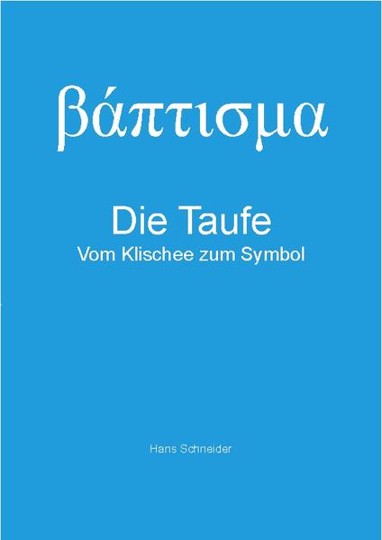 Die Taufe-Vom Klischee zum Symbol Während des Theologiestudiums von Hans Schneider in den frühen 90er-Jahren war die Kindertaufe für viele Eltern noch selbstverständlich. Er schreibt: "Wenn ein Kind geboren ist, bringen sie es in ein Haus, wo die meisten von ihnen gewöhnlich nicht hingehen und kleine Kinder schon gar nicht. Sie nennen dieses Haus Kirche und was sie dort tun, Gottesdienst, wobei es nicht ganz klar ist, ob sie dort Gott dienen oder Gott ihnen dient, oder ob beides oder keines von beidem der Fall ist. Jedenfalls sitzen in diesem Gottesdienst die meisten von ihnen in Bänken, die alle in die gleiche Richtung ausgerichtet sind, und sie stehen nur ab und zu zum Singen auf. Zu Beginn und zum Schluss der Versammlung und manchmal auch zwischendurch spielt jemand Orgel. Und einer von ihnen zieht sich ein schwarzes langes Gewand über, sie nennen ihn Pfarrer. Dieser steigt, während die Orgel spielt, eine Treppe hoch auf einen erhöhten Platz und hält einen Vortrag, den sie Predigt nennen. In einen solchen Gottesdienst bringen sie also ihren Säugling und lassen ihn taufen." Als Vater und werdender Pfarrer wollte Hans Schneider den verlorenen Sinn der Taufe wieder finden. Es galt zu entscheiden, ob seine Söhne getauft werden sollen und wie er als Pfarrer Tauffeiern gestalten wollte. In der Zulassungsarbeit zur Lizentiatsprüfung findet er auf drei Wegen Zugang zum Sinn der Taufe-im Gespräch mit der Psychoanalyse, im Gespräch mit den biblischen Tauftexten und im Gespräch mit ZeitgenossInnen. Die Arbeit erschliesst die Taufe als offenes Symbol und gibt einen nicht repräsentativen Einblick ins Taufverständnis im Kanton Bern am Ende des 20. Jahrhunderts