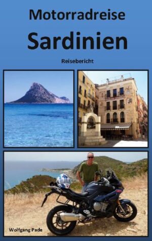 Hier wird das Erlebte einer Motorradreise über die gesamte Insel Sardinien, aus Sicht eines Bikers, berichtet. Die Motorradtour startet in Illingen bei Stuttgart und führt über die Schweiz nach Italien bis zum Hafen von Genua, um von dort mit der Autofähre nach Sardinien über Nacht zu fahren. Auf der wunderschönen und natürlichen Insel beziehe ich mein Hauptquartier in Samugheo, dieses Bergdorf liegt im Zentrum Sardiniens. Von dort fahre ich mit meinem Motorrad sternförmig die für mich interessanten Tagesziele an und dokumentiere diese im Buch. Die Routen der Tagestouren können im Reiseverlauf oder auf einem optischen Überblick entnommen werden. Nach sehr vielen gefahrenen Kilometern auf Sardinien geht es wieder über Nacht auf der Autofähre von Olbia nach Genua zurück, um am nächsten Morgen mit dem Motorrad über Italien und der Schweiz nach Illingen bei Stuttgart zu fahren. Dieser Reisebericht enthält 14 Farbseiten und ausführliches Kartenmaterial der durchgeführten Motorradtour.