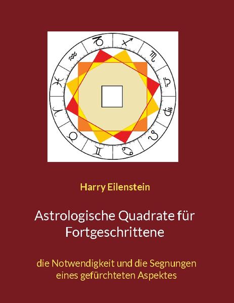 Die Quadrate sind der "böse Aspekt" der mittelalterlichen Astrologie aber eigentlich sind sie nur hart und sperrig und unbeugsam und stur. Sie sind wie ein Zeltstange, die einen Raum erschafft zwischen der unteren und der oberen Zeltplane und daher ausgesprochen nützlich ... Doch wenn man sie zu verändern versucht, werden Quadrate zu Kampf und wenn man keinen sinnvollen Umgang mit ihnen findet auch zu Zerstörung. Dann können sie zu dem Aspekt der Trauma- Bildung werden. Doch letztlich sind die astrologischen Quadrate nur eines: die Erschaffer der Freiheit.