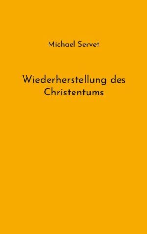 Das vorliegende Buch ist eine Neuausgabe der Übersetzung durch Dr. Bernhard Spieß aus dem Jahre 1895. Inhalt: Sieben Bücher über die Dreieinigkeit. von Michael Servet Drei Bücher über den Glauben und die Gerechtigkeit des Reiches Gottes, welche die Gerechtigkeit des Gesetzes übertrifft, und über die Liebe Vier Bücher über die Wiedergeburt von oben und über das Reich des Widerchrists