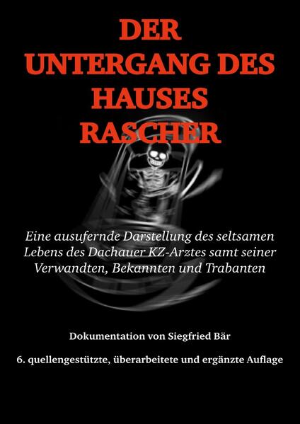 In dieser teilweise romanhaft dargestellten Dokumentation werden die Forschungen des Dachauer KL-Arztes Sigmund Rascher vorgestellt: seine Krebs-, Schwangerschaft-, Unterdruck-, Unterkühlungs- und Polygalexperimente und andere mehr. Zudem beschreibt der Autor die Beziehungen Raschers zu Mutter, Vater, Verwandten, Geschwistern, Freunden und Frauen. Die Beteiligten kommen über ihre Briefe auch selbst zu Wort. Ein weiterer Schwerpunkt liegt auf Raschers Mitarbeitern im KL Dachau