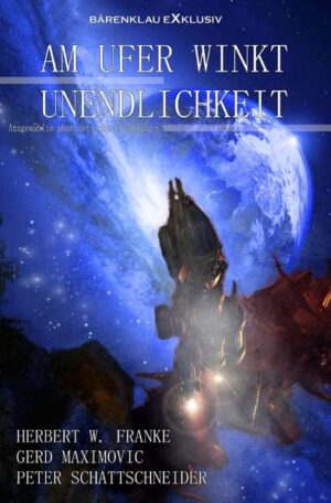 AM UFER WINKT UNENDLICHKEIT ist ein phantastischer Erzählband von den Autoren Herbert W. Franke, Gerd Maximovic und Peter Schattschneider, die hier mit einer kleinen Auswahl ihrer Prosatexte bedacht werden. Alle drei Autoren sind im deutschsprachigen Raum und darüber hinaus seit Jahrzehnten bestens bekannt. Sei es Peter Schattschneider, dessen Erzählungen genau wie die des geschätzten Kollegen Gerd Maximovic die Phantastische Bibliothek des Suhrkamp Verlages bereicherten, oder Herbert W. Franke, der viele Jahre die Science-Fiction & Fantasy-Reihen des Heyne Verlages als Herausgeber mitbetreute. Die hier vorgelegte kleine Auswahl kann natürlich nur dürftig das weite Feld phantastischer Erzählungen skizzieren und inhaltlich spannt sich der Bogen von der Science-Fiction bis zum Grenzbereich der Weird-Fiction. In diesem Band sind folgende phantastische Erzählungen enthalten: › Der dunkle Planet - von Herbert W. Franke