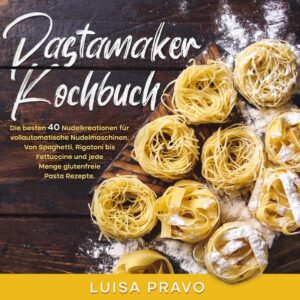 Pastamaker Rezeptbuch- In Farbe, Inkl. Nährwerte. Ob in Aufläufen, Suppen, als Beilage oder als Hauptgericht mit einer Sauce. Es ist kaum vorstellbar, dass Pasta bis zum 20. Jahrhundert überwiegend der reichen Bevölkerung zustand. Insbesondere, da es sich bei Hartweizen um ein teures Produkt handelte. Heute kann man Pasta in vielen verschiedenen Formen in jedem Supermarkt zu den unterschiedlichsten Preisen finden. Oder einfach selbst herstellen! Bereits im 3. Jahrhundert vor Christus wurde Pasta zubereitet. Zu dieser Zeit bestand die Pasta aus nur zwei Zutaten: Wasser und Mehl. Anstelle den daraus hergestellten Teig zu backen, wurde dieser gekocht. Die erste Pasta war hergestellt. Bei einem Pastamaker handelt es sich um ein Gerät, welches vollständig die Arbeit für die Herstellung von Pasta übernimmt. Das bedeutet, dieses Gerät übernimmt nicht nur das Herstellen der gewünschten Pasta, sondern auch das Herstellen des Teiges. Kurz gesagt handelt es sich bei einem Pastamaker um eine vollautomatische Nudelmaschine. Sogar das Abwiegen der Zutaten ist mit einem Pastamaker möglich. Dieses Gerät hilft dabei, Pasta innerhalb von wenigen Minuten zuzubereiten. Dieses liebevoll gestaltete Kochbuch bietet die 40 besten Rezepte für eine vollautomatische Nudelmaschine an. Selbstverständlich auch für traditionelle Pastamaker geeignet. Darauf können Sie sich freuen: - viele Tipps für den Start - großer Ratgeberteil - die besten und einfachsten Rezepte - alle Rezepte inkl. Nährwerte - NUR Pasta- keine Soßen, Suppen, Aufläufe... Einfach Pasta! - eigenes Kapitel mit glutenfreien Rezepten Dieses Rezeptbuch ist unabhängig von Marke und Hersteller. Geeignet für alle handelsüblichen vollautomatischen und traditionellen Nudelmaschinen.