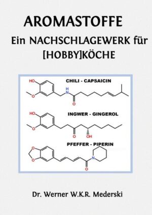 In tabellarischer Form werden Aromastoffe nach Namen, Eigenschaften wie Geruch und/oder Geschmack, sowie Molekülstruktur vorgestellt. Daneben werden sämtliche Nahrungsmittel allgemein näher charakterisiert