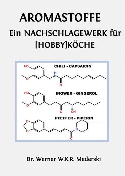 In tabellarischer Form werden Aromastoffe nach Namen, Eigenschaften wie Geruch und/oder Geschmack, sowie Molekülstruktur vorgestellt. Daneben werden sämtliche Nahrungsmittel allgemein näher charakterisiert