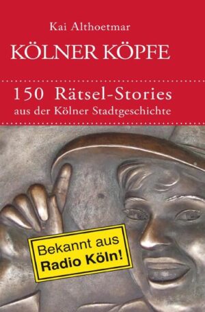 Wer war der Pensionär, der 1944 in das Kölner Gestapo-Gefängnis eingebuchtet wurde und dessen große Karriere erst noch bevorstand? Welcher Kölner Sprinter heimste erst Gold bei Olympia ein und startete nach tragischen Schicksalsschlägen dann als Schlagersänger durch? Warum ging die „Kölner Geisha“ pleite, obwohl ihr die Massen die Bude stürmten? Und wer war der Kölner Lehrer, der im 17. Jahrhundert den Hexenverbrennungen in Deutschland ein Ende bereiten half? Kaum eine deutsche Stadt hat eine so bewegte und lange Geschichte wie das 2.000 Jahre alte Köln. In 150 Rätselgeschichten erinnert Kai Althoetmar an bekannte Persönlichkeiten und denkwürdige Ereignisse aus der Kölner Stadtgeschichte: aus Politik, Kirche und Staat, Kultur, Kunst und Wirtschaft, Sport und Alltag. Am Ende steht immer die Frage: Wer war's? Die Zeitreisen zum Mitraten beginnen in der römischen Epoche, führen durch Mittelalter und Neuzeit, durch das napoleonische und das preußische Köln, die Jahre der Industrialisierung, des Kaiserreichs, der Weimarer Republik und der NS-Zeit, die Nachkriegsjahrzehnte und enden in den 1990er Jahren. Die unterhaltsame Rätselserie lief zehn Jahre lang als beliebtes „Wochenrätsel“ auf der Welle von Radio Köln. Für die Buchversion wurden die Geschichten überarbeitet und ein Register mit den Auflösungen erstellt. Illustrierte Taschenbuchausgabe mit zahlreichen Fotos, Karten und historischen Ansichten (Neuausgabe). Auch als eBook und Hardcover-Geschenkausgabe erhältlich.